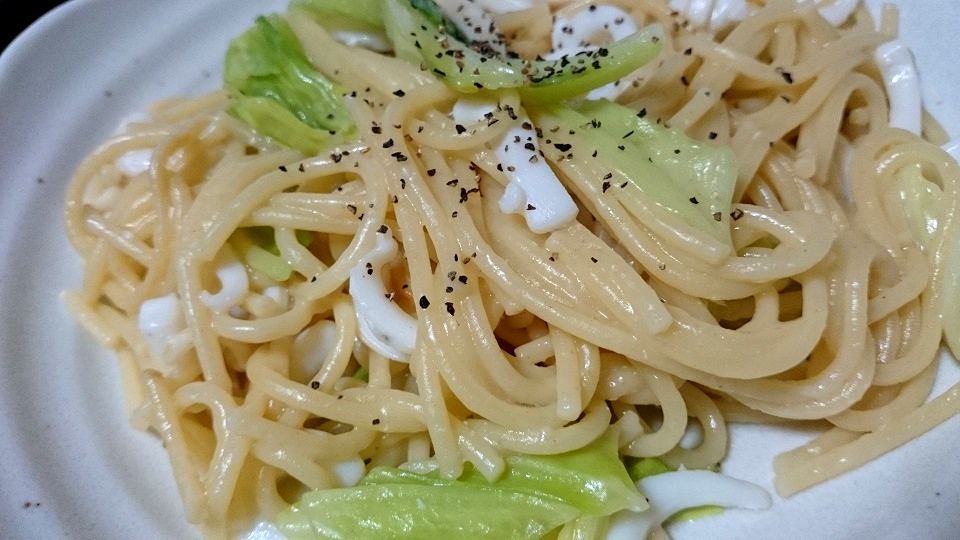 イカとキャベツのスパゲティ