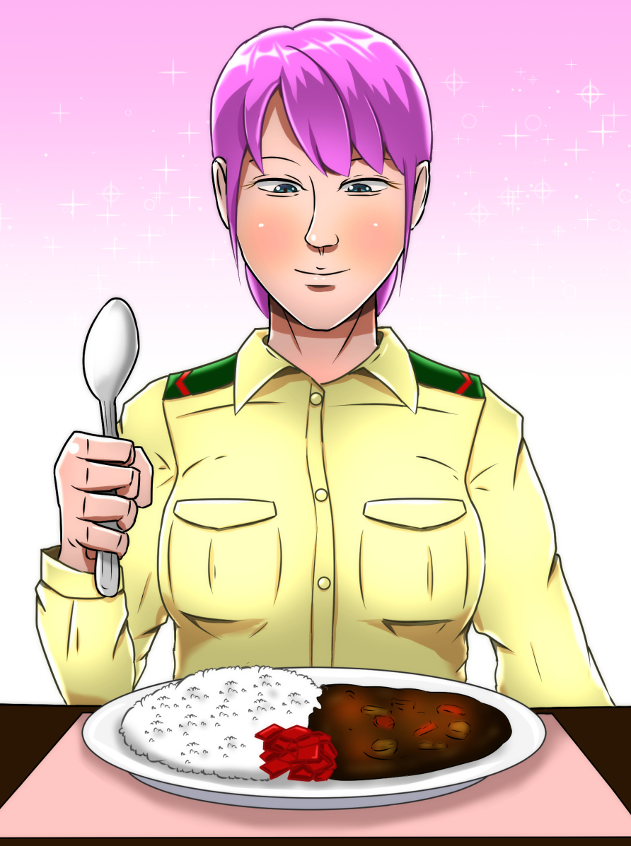 さくらがカレーを食べる絵
